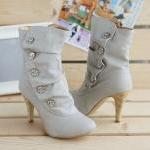 FREE SHIPPING - Lovely winter calf lady mid style boots heels