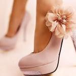 FREE SHIPPING pretty flower pink high heel shoes