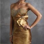 Women Gold Dress Es Strapl..
