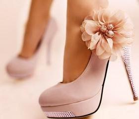 FREE SHIPPING pretty flower pink high heel shoes